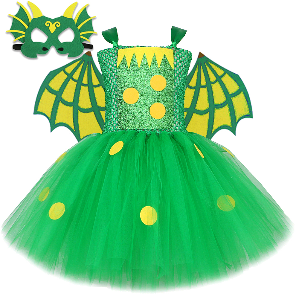Kids Face Mask - Green Dorothy Dinosaur Tutu Dress for