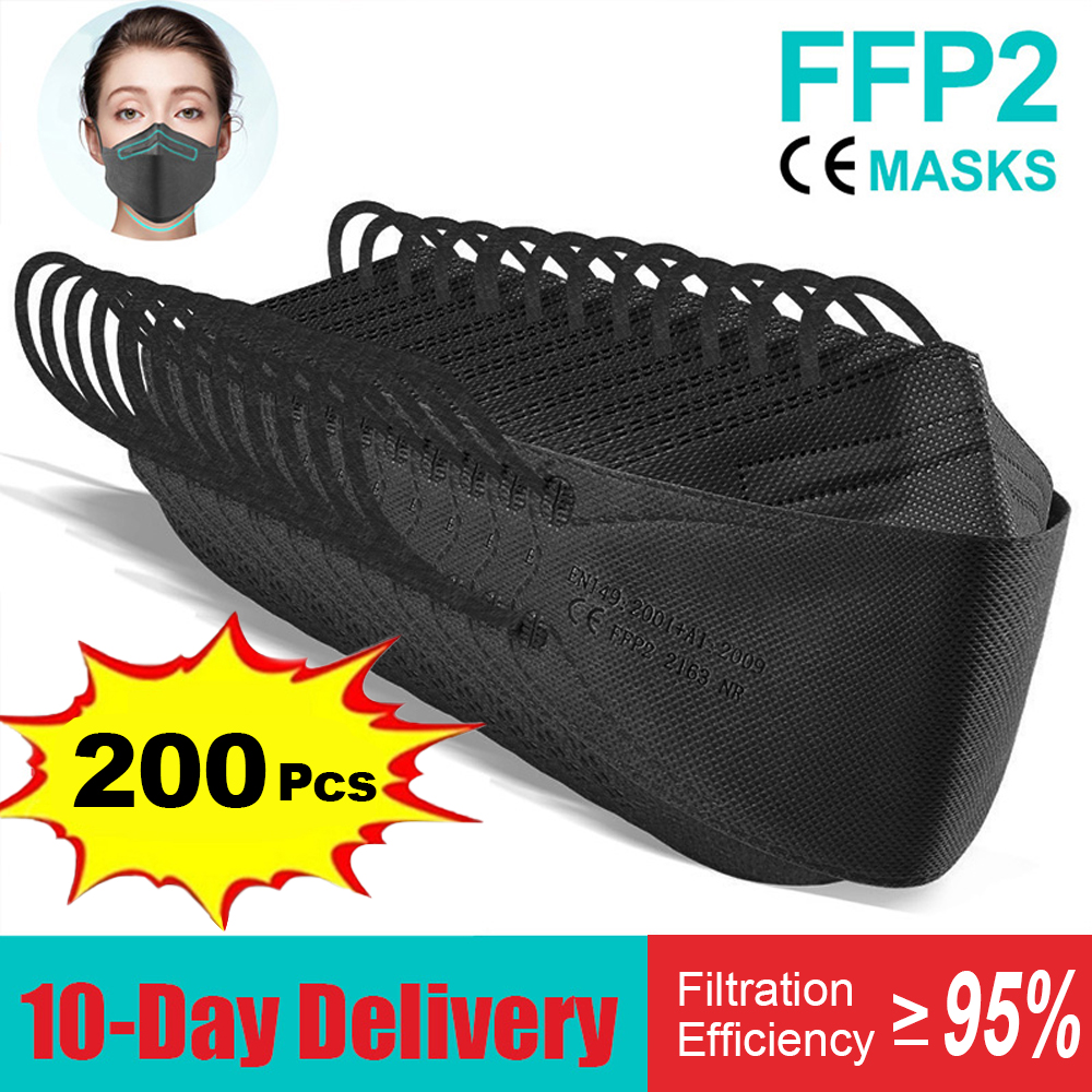 10-200pcs fpp2 fish mask kn95  - Disposable Surgical Mask review and price